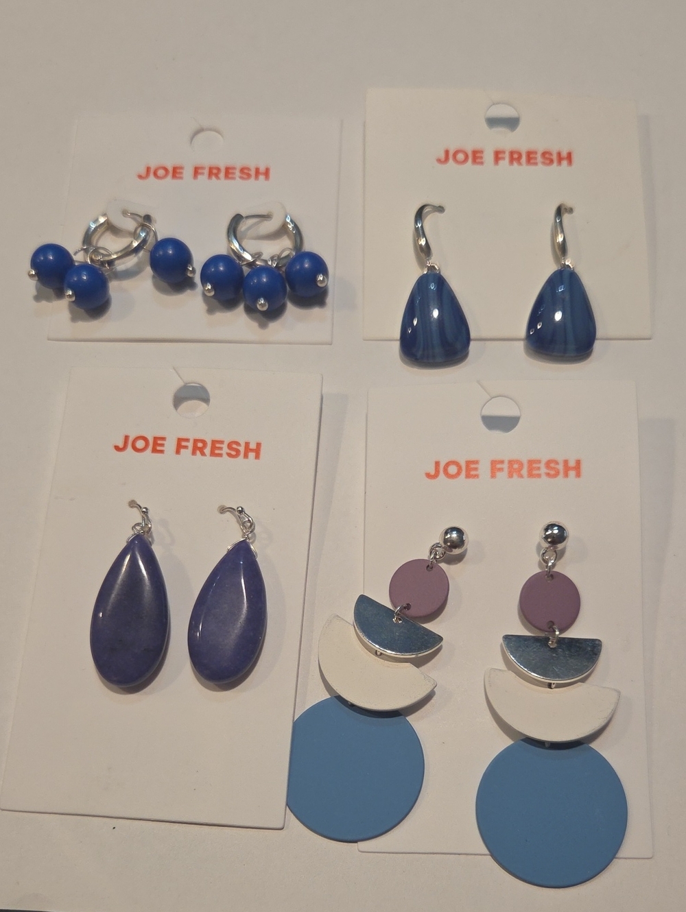 Joe Fresh Blue and Purple Mixed Earring Set - Four Pairs